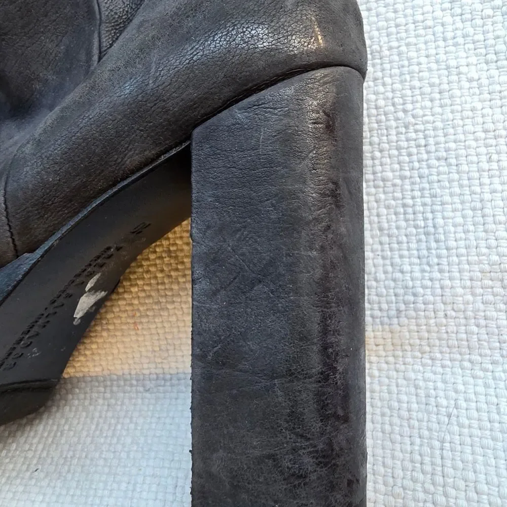 Freda Salvador black pebbled leather ankle boots